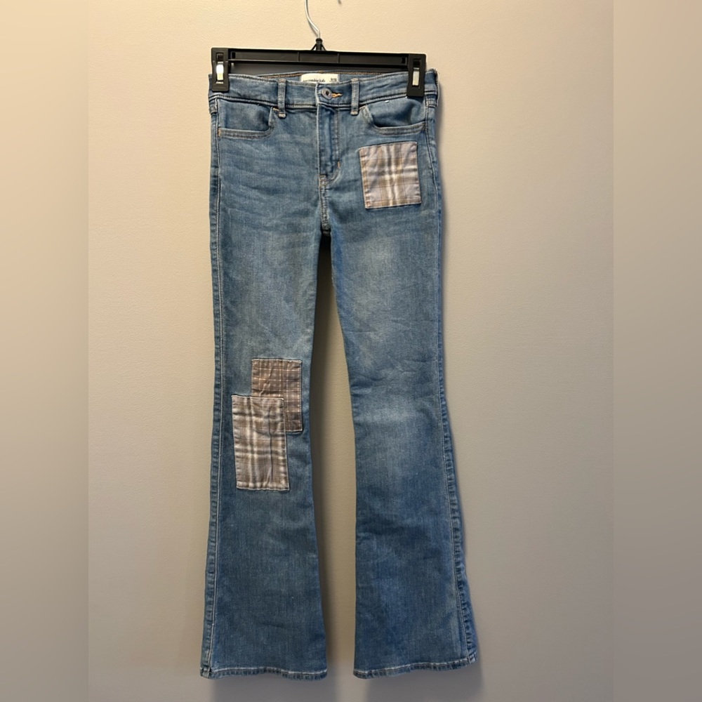A&F girls high rise flare jeans.